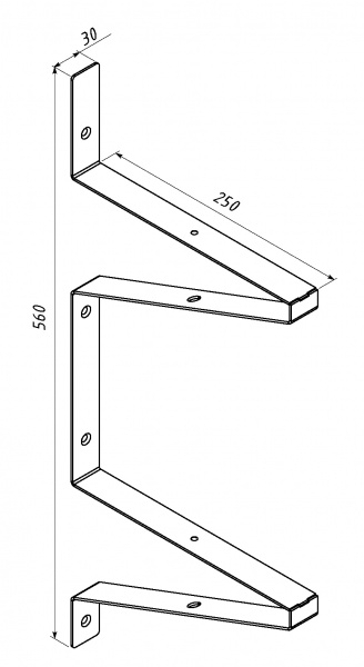 Кронштейн для полок Valore Треугольник двойной Loft SW-DT-28