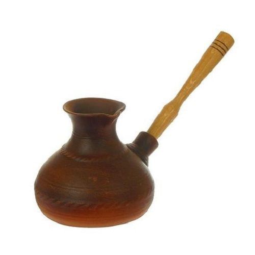 Турка для кофе большая с деревянной ручкой 750 мл Український гончарний посуд