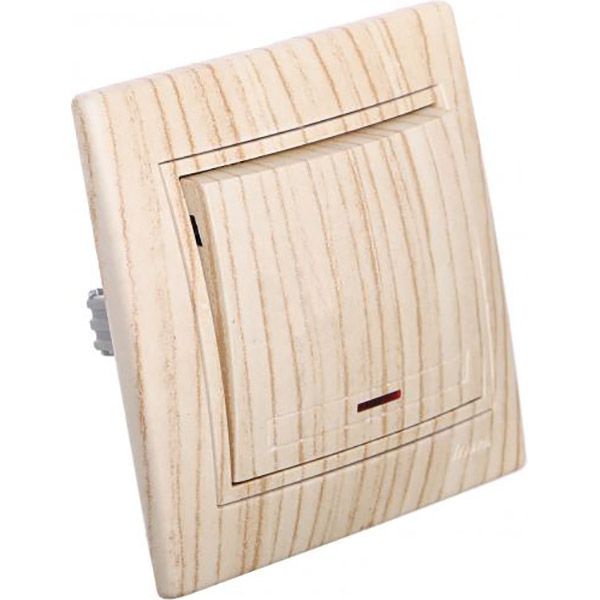 Выключатель одноклавишный Lezard Mira с подсветкой 220В дуб беленый матовый 701-5252-111