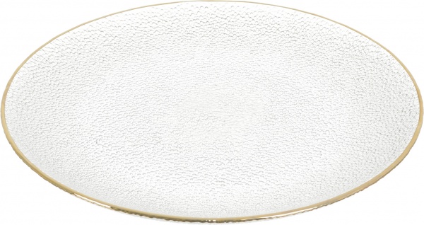 Блюдо Water 28 см прозоре із золотим обідком Dekor Cam 