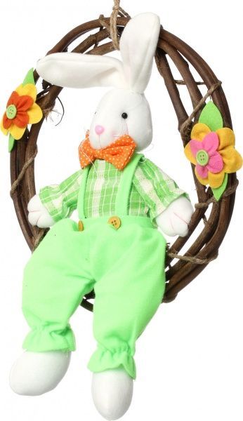 Мягкая игрушка пасхальная Зайчик в веночке ART9910