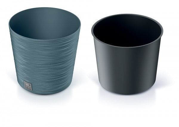 Горшок для цветов Prosperplast Furu 300 мм низкий с вкладышем голубой круглый 15 л (57239-5415) 