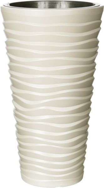 Горшок пластиковый Prosperplast Sand slim 2 в 1 круглый 22л кремовый (79619-728) 