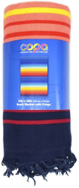 Полотенце Пляж принт полосы 137x173 см сине-красный 