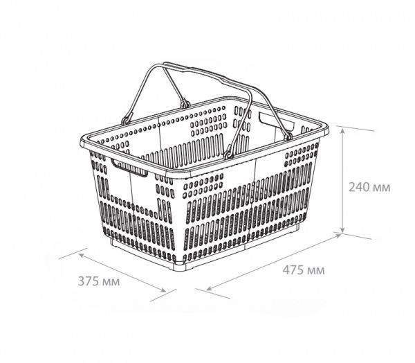 Кошик універсальний з ручками 30 л 240x475x375 мм
