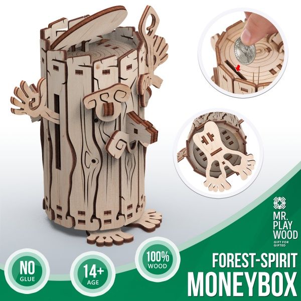 Дерев'яний 3D-конструктор Mr.Playwood Лісовичок – скарбничка механічна 10605