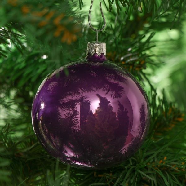 Шар стеклянный d80 однотонный сиреневый