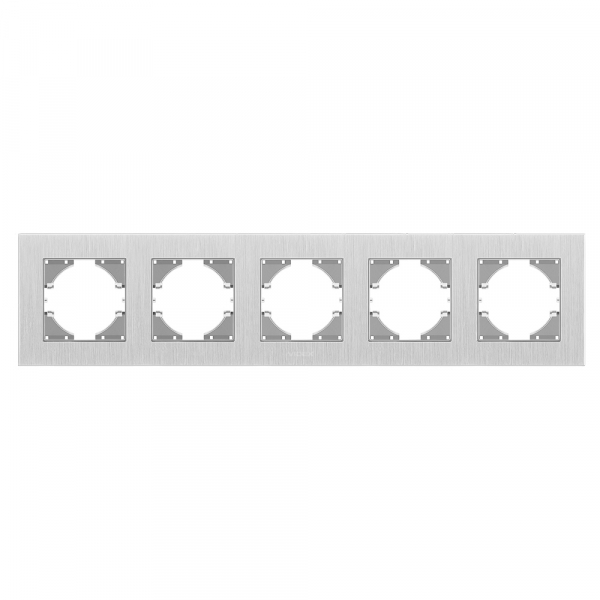 Рамка пятиместная Videx Binera горизонтальная серебряный VF-BNFRA5H-SL
