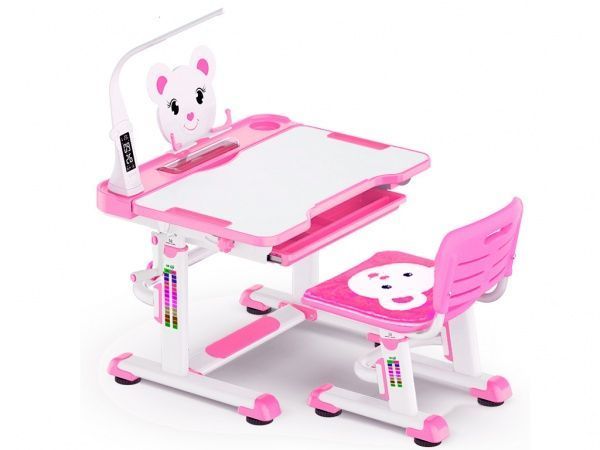 Комплект Evo-kids парта и стул BD-04 P (XL) Teddy (c лампой)