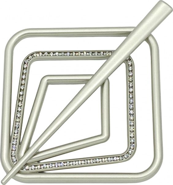 Заколка Квадрат Элит 85х85 мм сатин В0021-7 MISLT