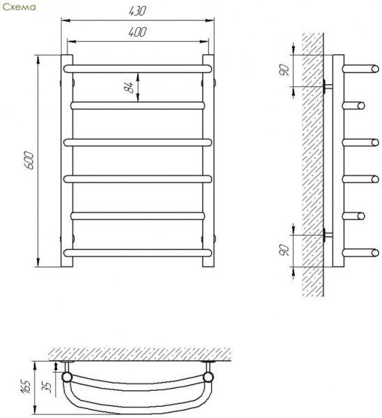 Рушникосушарка водяна Laris Євромікс П6 400 х 600 71207494