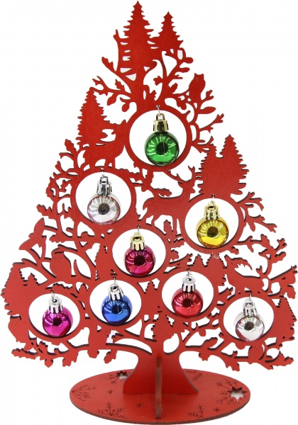 Украшение новогоднее Елочка украшенная красными шарами 35 см разноцветный 1220284