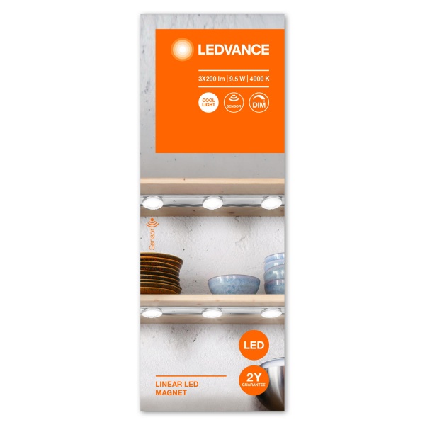 Світильник світлодіодний Ledvance Linear LED Magnet 3 spot sensor 9,5 Вт білий 4000 К NIGHTLUX MULTI Power 