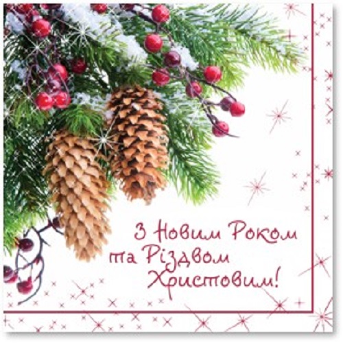 Серветки столові Silken З Новим роком та Різдвом 33х33 см 16 шт.