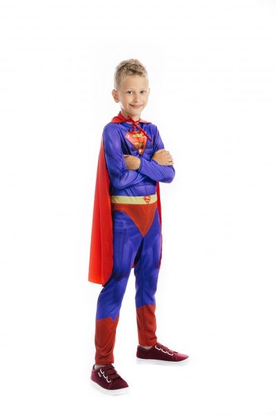 Костюм карнавальний КАРНАВАЛІЯ Супергерой 3D р.110-116 синій із червоним 