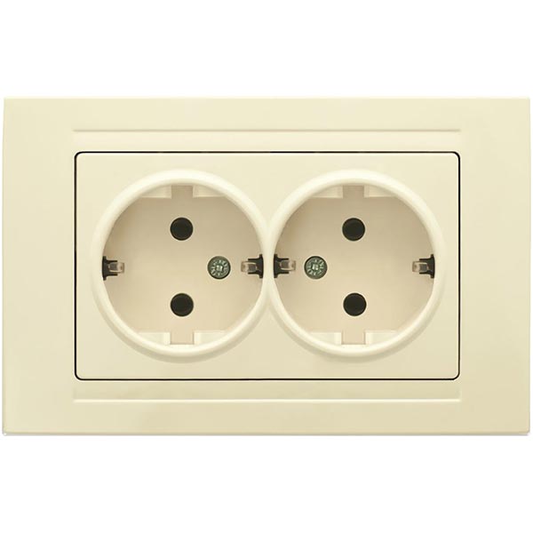 Розетка двойная с заземлением Gunsan Moderna без шторок кремовый