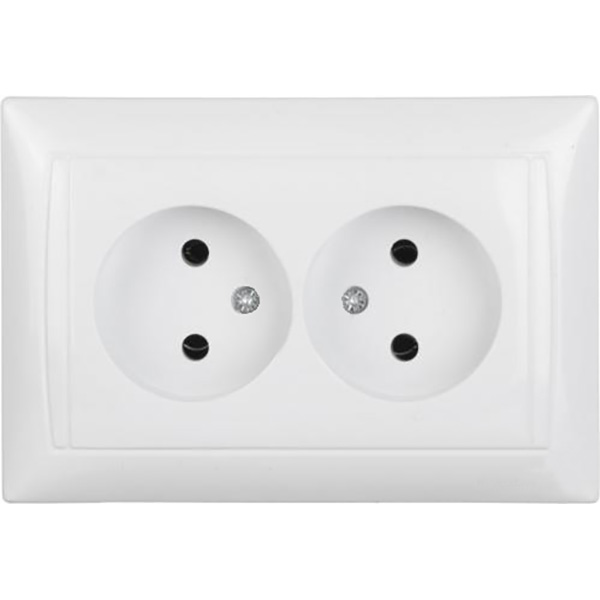 Розетка подвійна без заземлення Титан білий 88371