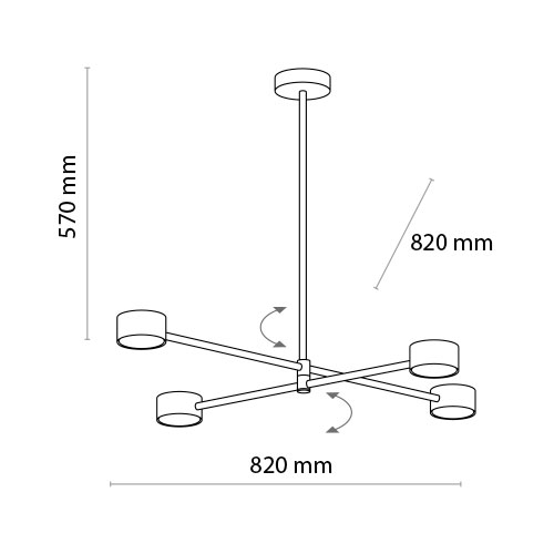 Люстра потолочная TK Lighting Dora 4x35 Вт GX53 черный 6417 