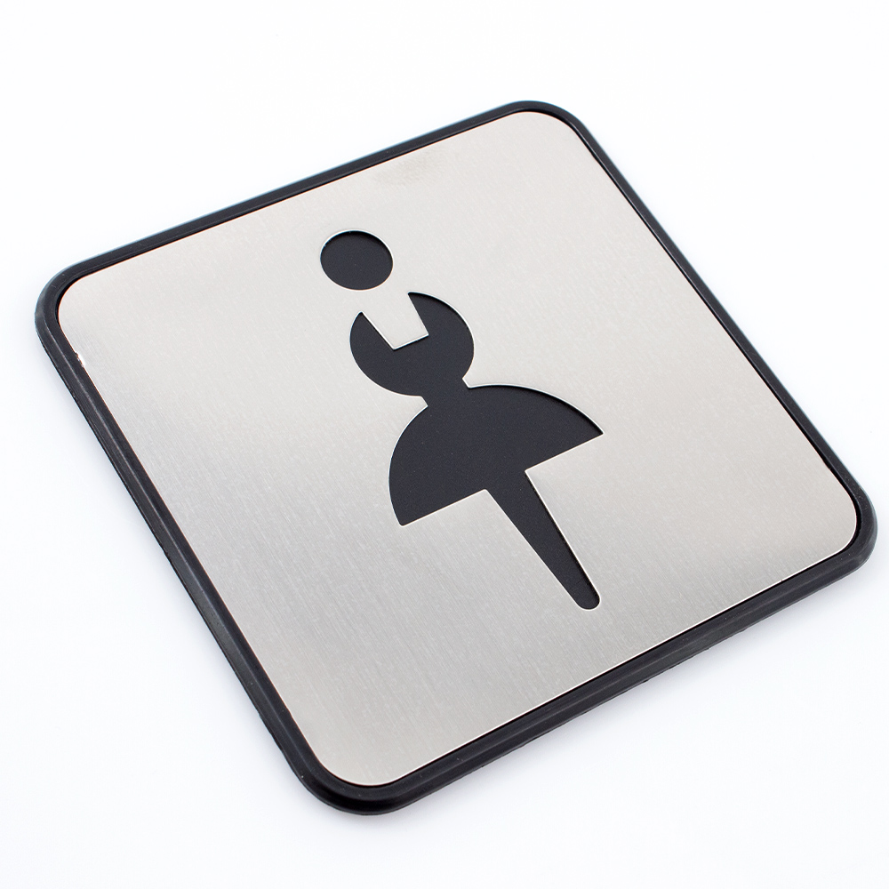 Табличка WC Woman нержавіюча сталь чорний із сірим 97 мм Arino 67741