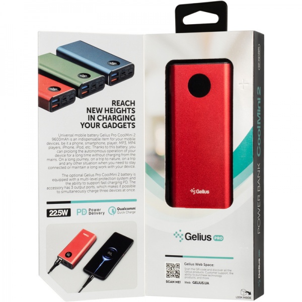 Внешний аккумулятор (Powerbank) Gelius Pro CoolMini 2 PD 9600 m/Ah red (GP-PB10-211) 