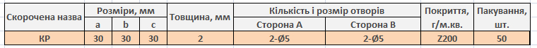 Кутник перфорований рівносторонній 30x30x30 мм 2 мм білий цинк