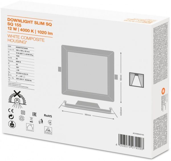 Светильник точечный Ledvance DL Slim SQ 155 12 Вт 4000 К белый 
