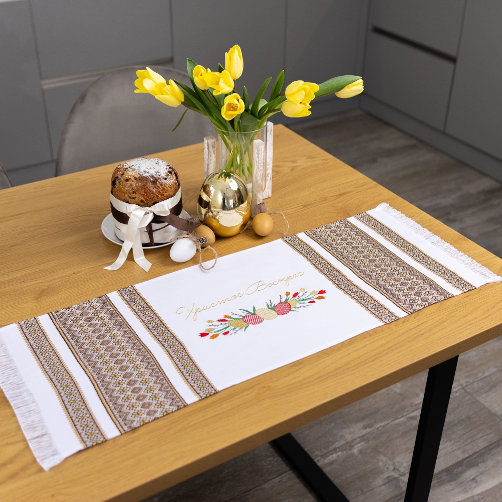 Полотенце пасхальное 707-25/00 33x83 см Эдельвика белый/бежевый