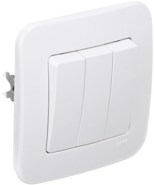 Вимикач триклавішний Viko Rollina без підсвітки 10 А 250В білий 90420068