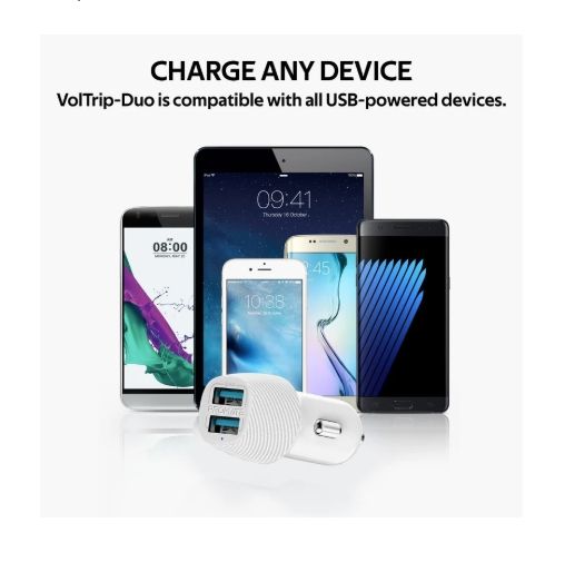 Автомобільний зарядний пристрій Promate Voltrip-Duo 17Вт 2 USB White