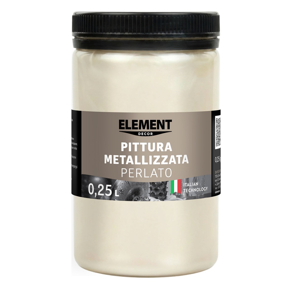 Фарба акрилова Element Decor металізована Pittura metallizzata Perlato металевий перламутровий 0,25л