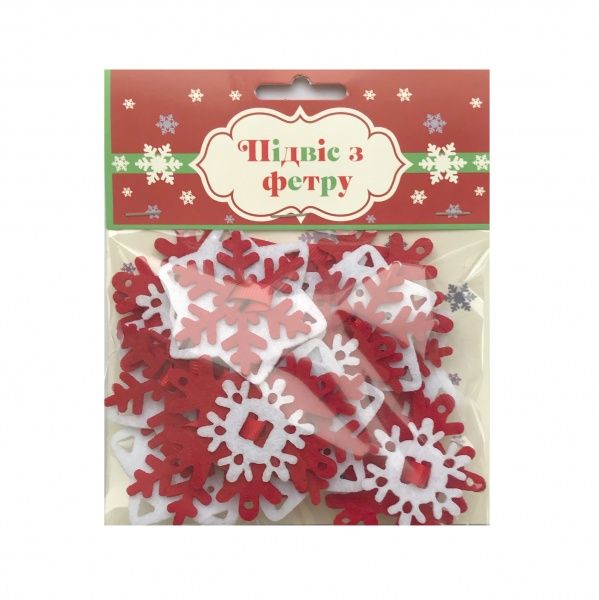 Декор Підвіс з фетру Сніжинка мульти