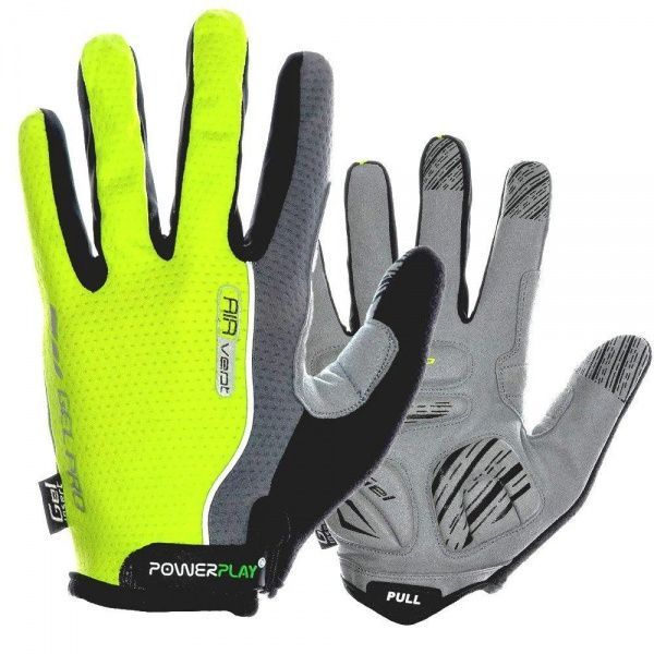 Рукавички PowerPlay 6551_XXL_Green р. 2XL сіро-салатовий