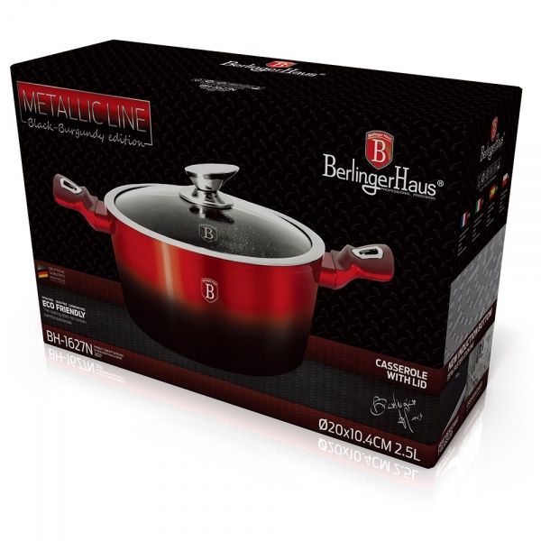 Каструля з кришкою Metallic Line BLACK BURGUNDY Edition 2,5 л BH 1627N Berlinger