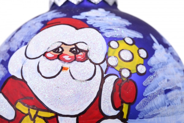 Шар новогодний зимние краски ручной работы стеклянный d 100 мм разноцветный