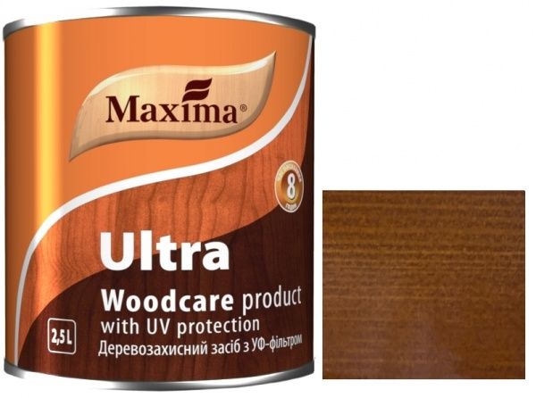 Декоративний та захисний засіб для деревини Maxima Ultra червоне дерево глянець 2,5 л