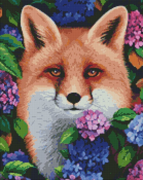 Алмазная мозаика Лиса в гортензии 40х50 см Идейка 