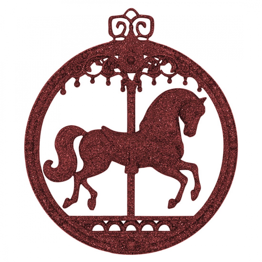 Украшение новогоднее MIS LT Лошадка-карусель 12 см красный