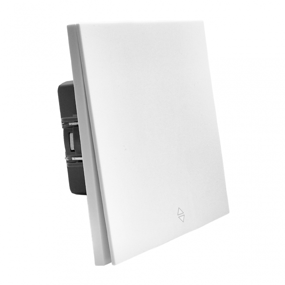 Вимикач прохідний одноклавішний HausMark INO без підсвітки білий WS-EU-White