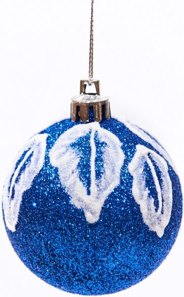 Шар новогодний Листья 100 мм синий 7893