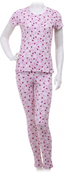 Пижама женская Flis clothes Сердечко р. L розовый с рисунком