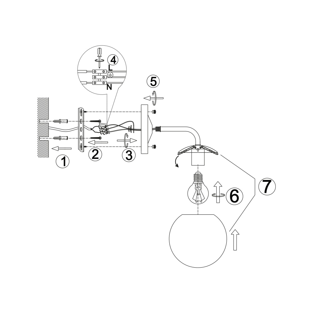 Бра Miorro Maestro метал/скло 1x40 Вт E27 білий хром 51-311-056