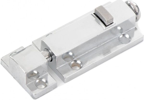 Шпингалет накладной с кнопкой 60мм хром ЭЭ967 хром 15 мм