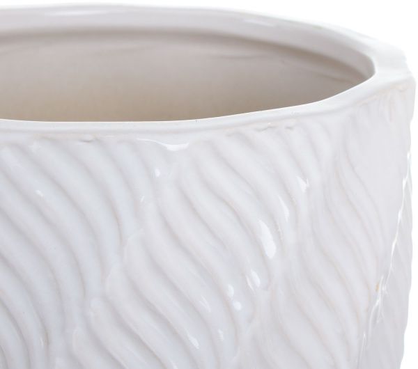 Горшок Viet Thanh Ceramic с блюдцем цилиндр волна 23х25 см VT.10967-1 круглый белый 