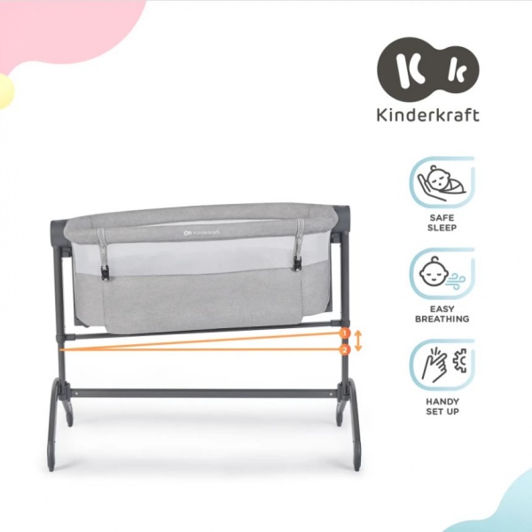 Ліжечко дитяче Kinderkraft Bea Grey KLBEA000GRY0000