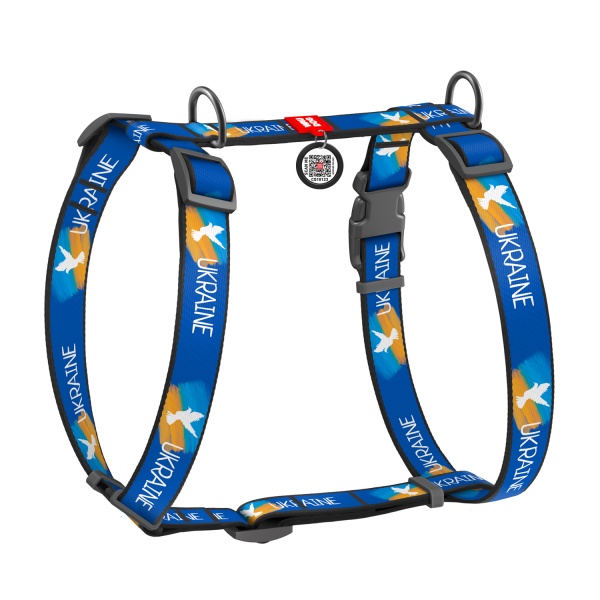 Шлея Waudog Nylon Прапор + QR паспорт H-подібна розмір L 5160-0229