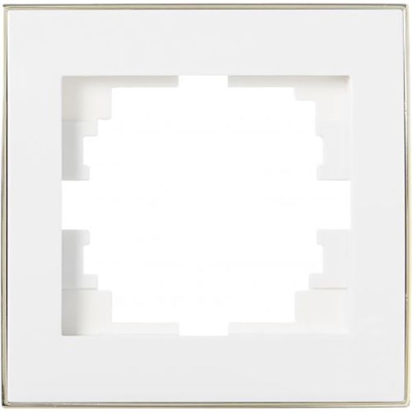 Рамка одноместная Lezard Rain горизонтальная белый с золотой вставкой 703-0226-146