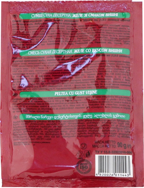 Желе со вкусом вишни 90 г Деко (4820076011443) 