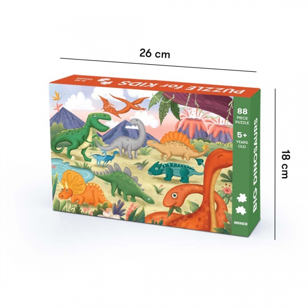 Пазли картонні Великі динозаври 88 елементів orner-1547