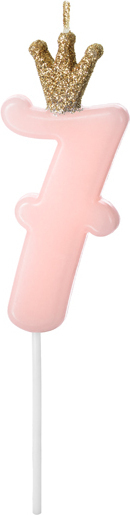 Свеча для торта Partydeco цифра 7 пастель розовая 9,5 см (SCU6-7-081J)