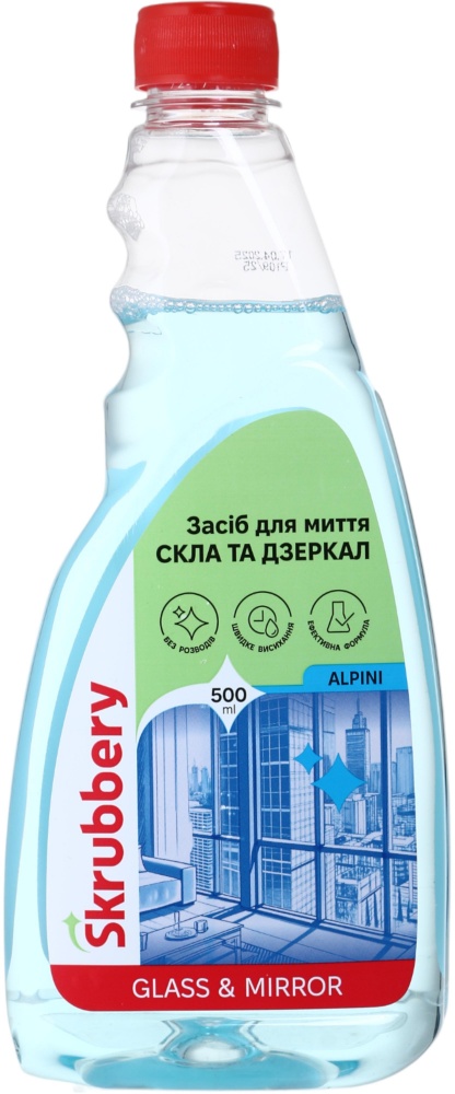 Засіб миючий для скла та дзеркал SKRUBBERY Alpini (запаска) 0,5 л